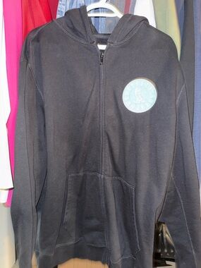 Octobers Very Own Black Zip-Up Hoodie with Teal Logo Patch OVO